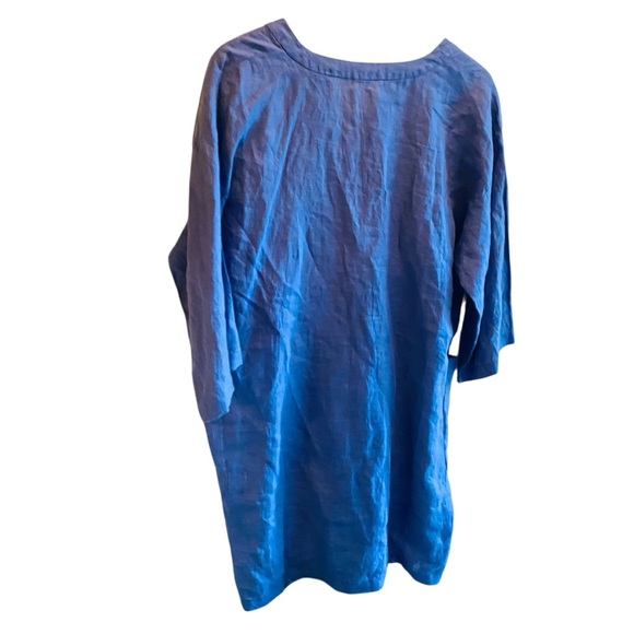 Eileen Fisher Blue Tunic Linen Dress - Picture 3 of 6
